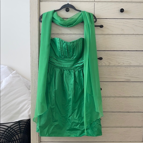 David’s Bridal Strapless Green Dress - Picture 1 of 3